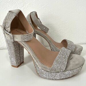 Torrid Silver Rhinestone Platform Heels - Size 8WW